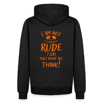 Ich bin nicht unhöflich, sage nur was alle denken - Männer Premium Bio Hoodie - Schwarz - Hinten - Nico (187cm)