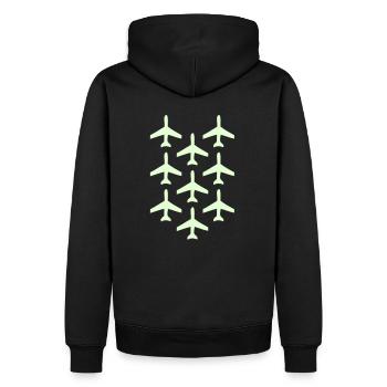 Top Guns blau und rot Flugzeuge in Formation - Männer Premium Bio Hoodie - Schwarz - Hinten - Nico (187cm)