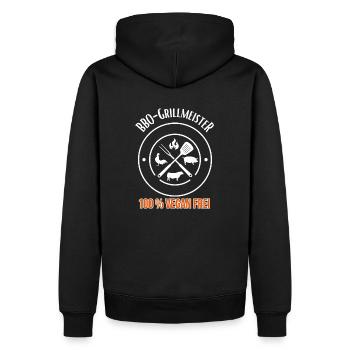 BBQ-Grillmeister 100 % Vegan frei - Männer Premium Bio Hoodie - Schwarz - Hinten - Nico (187cm)
