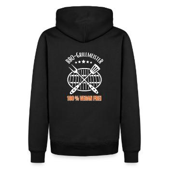 BBQ-Grillmeister 100 % Vegan frei - Männer Premium Bio Hoodie - Schwarz - Hinten - Nico (187cm)