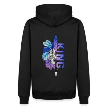Lion King - Queen Coupledesign Saint Valentin - Sweat à capuche Premium bio Homme - noir - Dos - Nico (187cm)