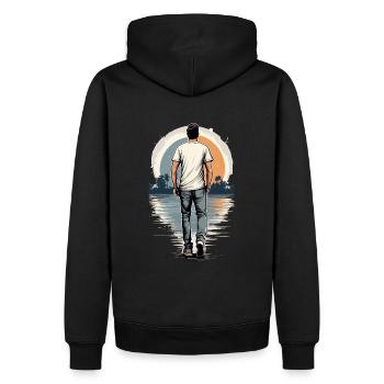 Lonely man at sunset - Men’s Premium Organic Hoodie - black - Back - Nico (187cm)