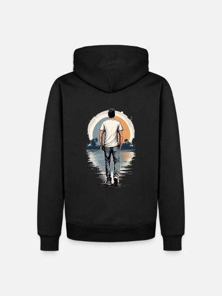Lonely man at sunset - Men’s Premium Organic Hoodie - black