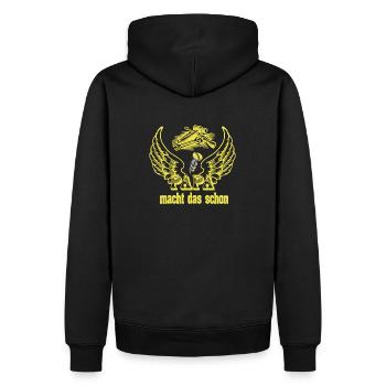 Papa macht das schon - Männer Premium Bio Hoodie - Schwarz - Hinten - Nico (187cm)