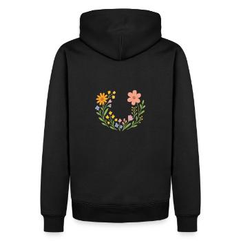 Wild Bloom Wreath - Männer Premium Bio Hoodie - Schwarz - Hinten - Nico (187cm)