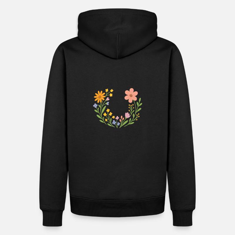 Couronne de fleurs sauvages - Sweat à capuche Premium bio Homme - noir
