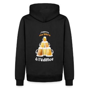 I bring my beer to the building - Men’s Premium Organic Hoodie - black - Back - Nico (187cm)