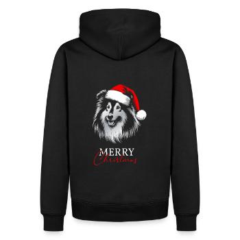 Shetland Chien de berger Joyeux Noël, Tête De Chien - Sweat à capuche Premium bio Homme - noir - Dos - Nico (187cm)