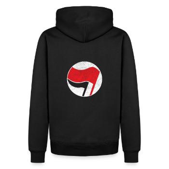 symbole du drapeau antifasciste - Sweat à capuche Premium bio Homme - noir - Dos - Nico (187cm)