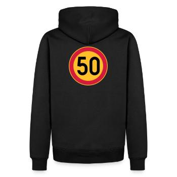 50 limite / limite de vitesse - Sweat à capuche Premium bio Homme - noir - Dos - Nico (187cm)