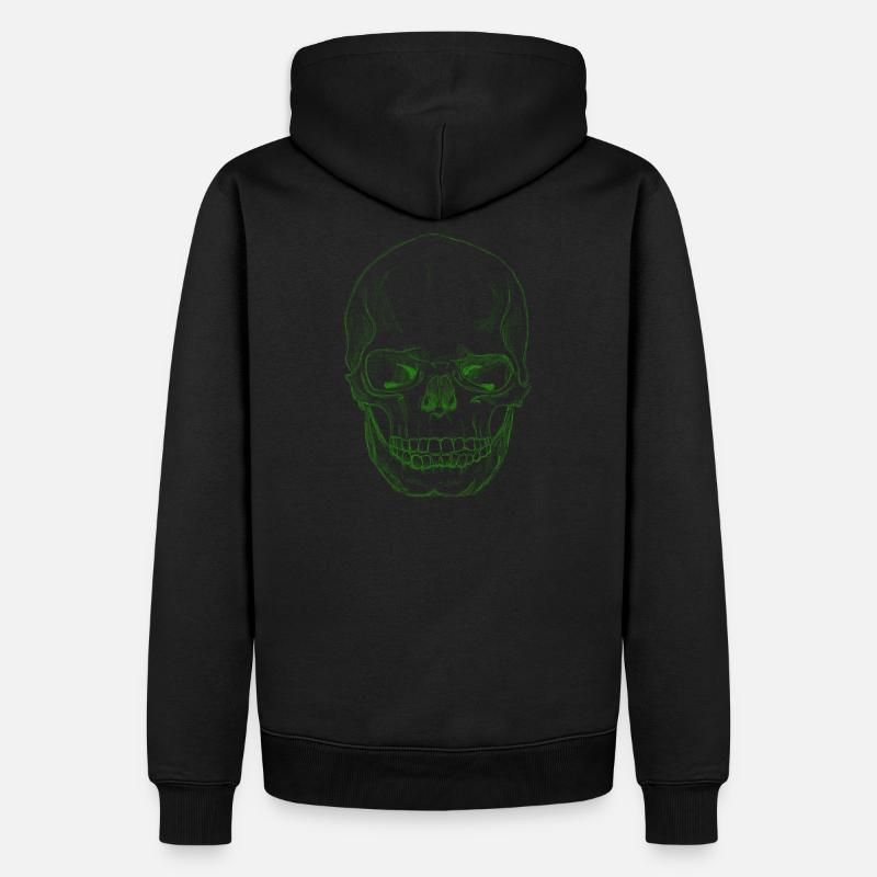 SkullSketchDarkGreen - Sweat à capuche Premium bio Homme - noir
