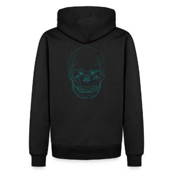 SkullSketchDarkTurquoise - Sweat à capuche Premium bio Homme - noir - Dos - Nico (187cm)