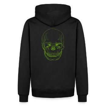 SkullSketchGreen - Sweat à capuche Premium bio Homme - noir - Dos - Nico (187cm)