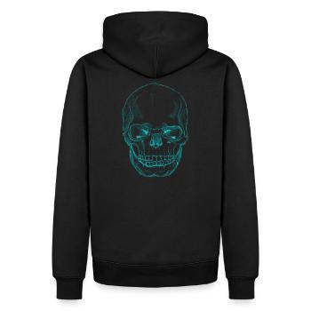 SkullSketchTurquoise - Sweat à capuche Premium bio Homme - noir - Dos - Nico (187cm)