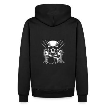 Schlagzeug und Skull Schlagzeuger Rockband. - Männer Premium Bio Hoodie - Schwarz - Hinten - Nico (187cm)