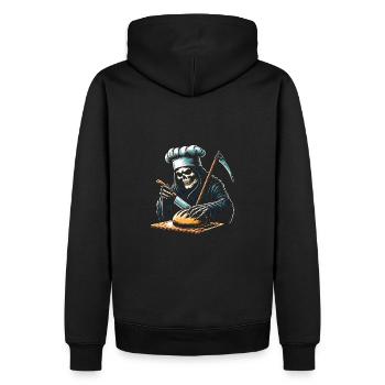 Crâne squelette faucheur coupe le pain - Sweat à capuche Premium bio Homme - noir - Dos - Nico (187cm)