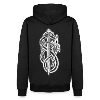 Serpentine Steel: Viking Valor - Men’s Premium Organic Hoodie - black - Back - Nico (187cm)