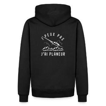 Ich kann nicht, ich habe einen Segelflugpiloten - Männer Premium Bio Hoodie - Schwarz - Hinten - Nico (187cm)