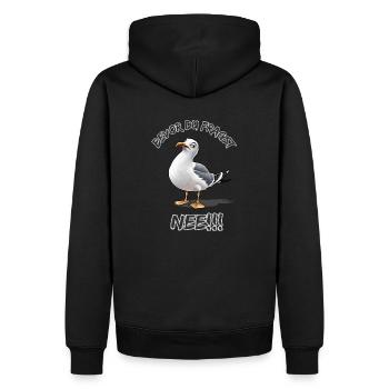 Drôle de dicton avec la mouette Avant de demander Non !! - Sweat à capuche Premium bio Homme - noir - Dos - Nico (187cm)