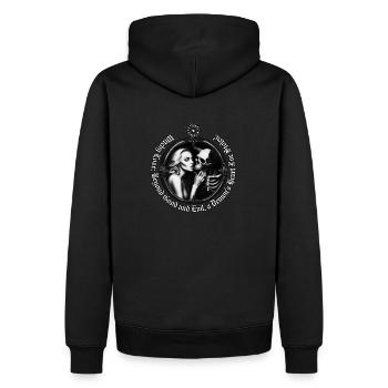 L’amour sorcier : au-delà du bien et du mal, un cœur de démon - Sweat à capuche Premium bio Homme - noir - Dos - Nico (187cm)
