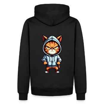 Chat brun avec capuche - Sweat à capuche Premium bio Homme - noir - Dos - Nico (187cm)