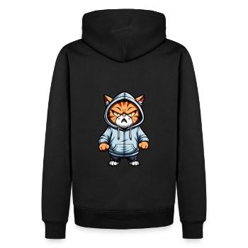 Braune Katze mit Hoodie Dick - Männer Premium Bio Hoodie - Schwarz - Hinten - Nico (187cm)
