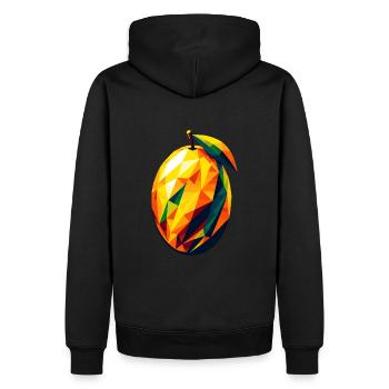 Geometrische Zitrusfusion: Helle Pomelo-Kunst - Männer Premium Bio Hoodie - Schwarz - Hinten - Nico (187cm)
