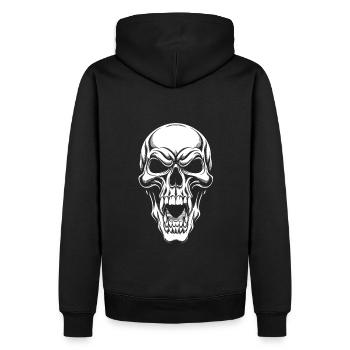 Crâne en colère avec de longues dents - Sweat à capuche Premium bio Homme - noir - Dos - Nico (187cm)