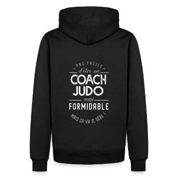 coach Judo formidable cadeau judoka - Sweat à capuche Premium bio Homme - noir - Dos - Nico (187cm)