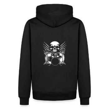Schlagzeug und Skull Schlagzeuger Rockband - Männer Premium Bio Hoodie - Schwarz - Hinten - Nico (187cm)