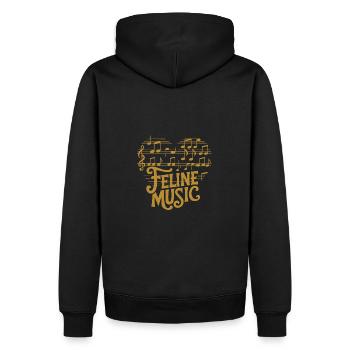 Katzen und Musik ich liebe meine Katze und Musik. - Männer Premium Bio Hoodie - Schwarz - Hinten - Nico (187cm)