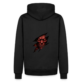 Rotäugige dämonische Kreatur - Männer Premium Bio Hoodie - Schwarz - Hinten - Nico (187cm)