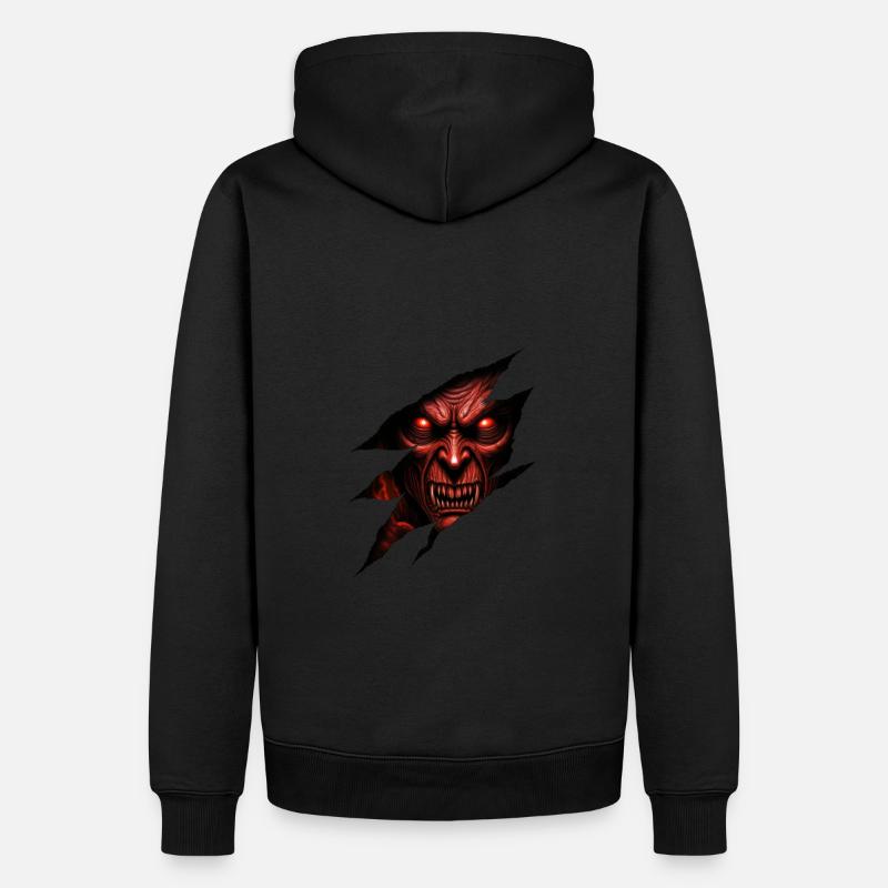 Créature démoniaque aux yeux rouges - Sweat à capuche Premium bio Homme - noir