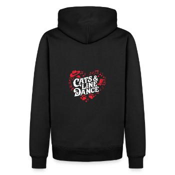 Katzen und Line Dance. Perfekt für die Katzenmama - Männer Premium Bio Hoodie - Schwarz - Hinten - Nico (187cm)