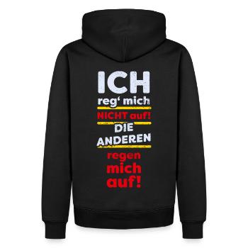 Ich Reg' Mich Nicht Auf - hell - Männer Premium Bio Hoodie - Schwarz - Hinten - Nico (187cm)