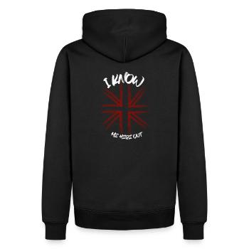 Je me connais ici - Sweat à capuche Premium bio Homme - noir - Dos - Nico (187cm)