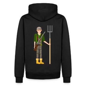 Soldat des Bauern - Männer Premium Bio Hoodie - Schwarz - Hinten - Nico (187cm)