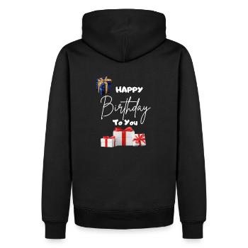 Happy Birthday to you-mit Geschenken - Männer Premium Bio Hoodie - Schwarz - Hinten - Nico (187cm)