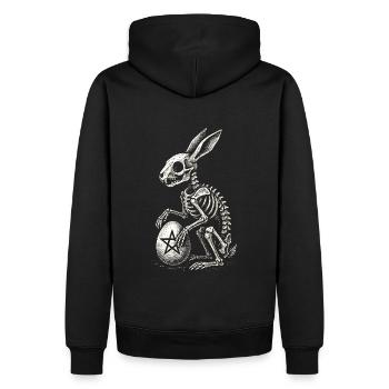 Mort du lapin de Pâques noir - Pentagramme Hasi - Sweat à capuche Premium bio Homme - noir - Dos - Nico (187cm)