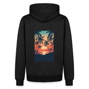 beach palmier mer - Sweat à capuche Premium bio Homme - noir - Dos - Nico (187cm)