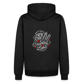 Backen ist Sauerteig und Liebe - Männer Premium Bio Hoodie - Schwarz - Hinten - Nico (187cm)