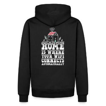 Home is where your wifi connects automatically - Men’s Premium Organic Hoodie - black - Back - Nico (187cm)
