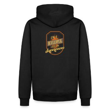 Entwickler - Männer Premium Bio Hoodie - Schwarz - Hinten - Nico (187cm)