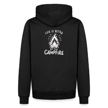 Camping - Life Is Better By The Campfire - Men’s Premium Organic Hoodie - black - Back - Nico (187cm)