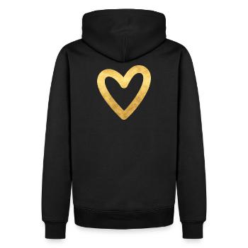 Herz gold I Symbol Liebe Geschenk - Männer Premium Bio Hoodie - Schwarz - Hinten - Nico (187cm)