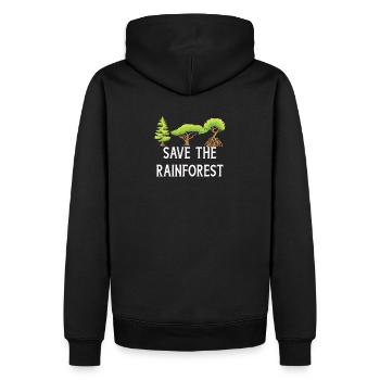 Save The Rainforest - Männer Premium Bio Hoodie - Schwarz - Hinten - Nico (187cm)