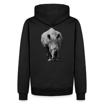 Nashorn frontal - Männer Premium Bio Hoodie - Schwarz - Hinten - Nico (187cm)