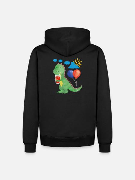 Small dino with refreshment and balloons - Men’s Premium Organic Hoodie - black