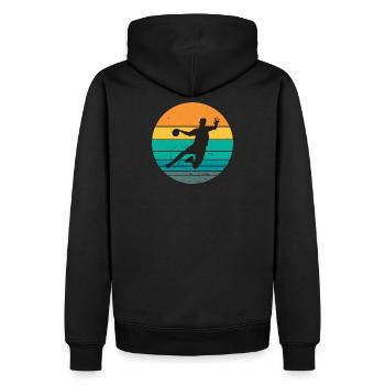 handball, fan de handball, jouer au handball - Sweat à capuche Premium bio Homme - noir - Dos - Nico (187cm)