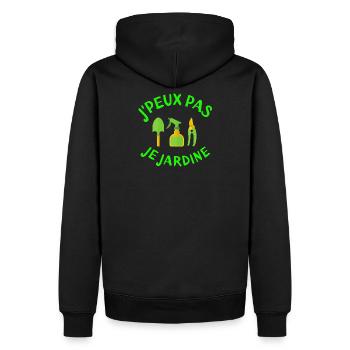 jardinage, jardiner, fan de jardinage - Sweat à capuche Premium bio Homme - noir - Dos - Nico (187cm)